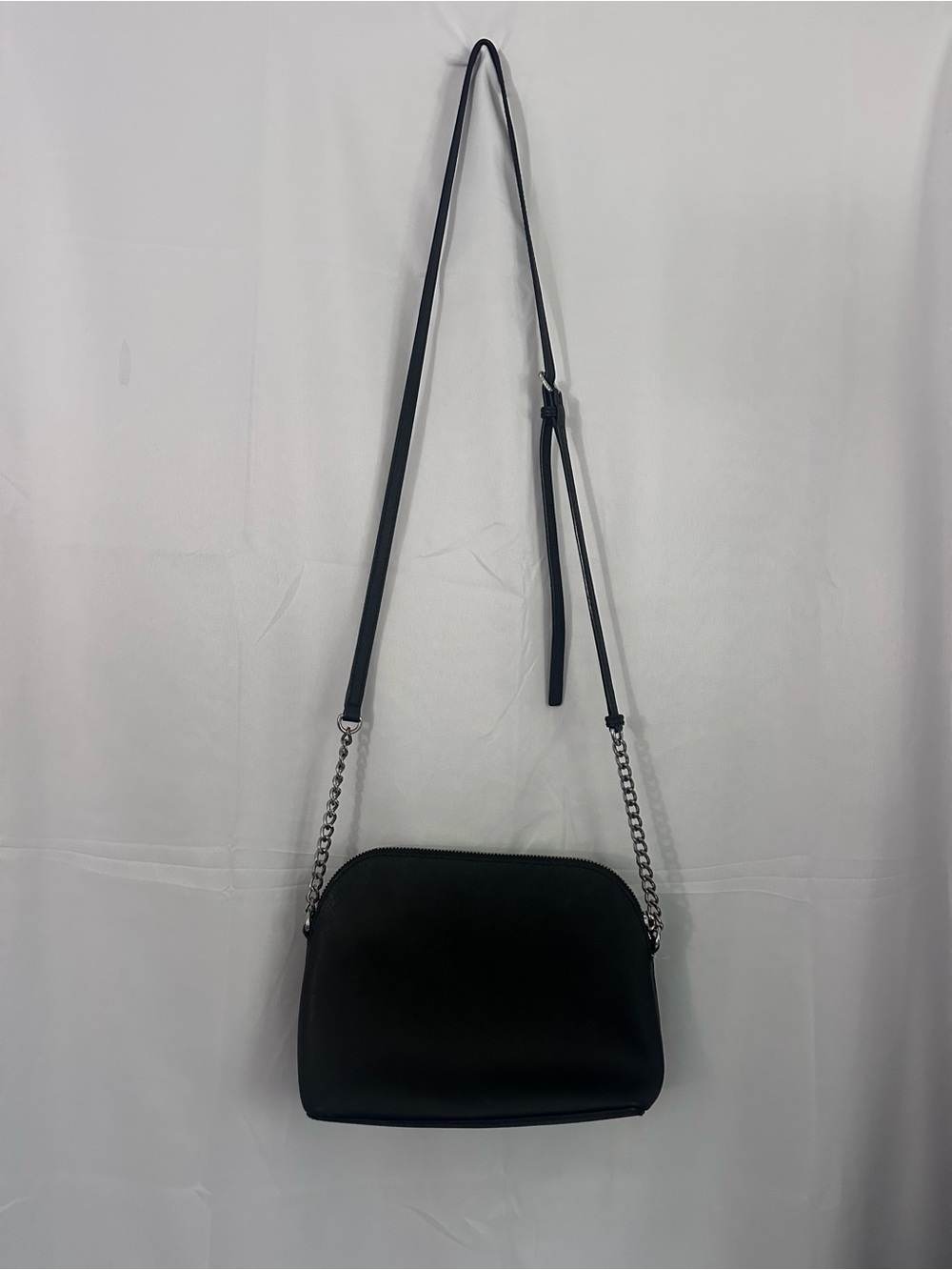 Michael Kors Black Leather Crossbody with Silver Chain Strap - Picture 7 of 7